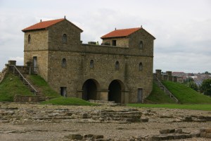 The reconstructed gatehouse of Arbeia Roman fort in South Shields