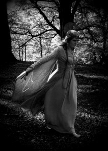 Jess as the Empress of Onryo demonstrating the benefits of having a real wind on location.