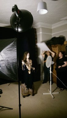 The studio set up showing improvised wind effects