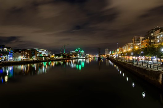 The river Liffey, Dublin, at night.